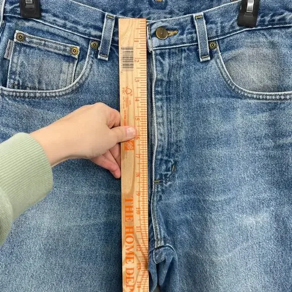 Carhartt Jeans Men 33x32 Blue Traditional Fit B18-DST Heavyweight Denim Workwear - Picture 4 of 16